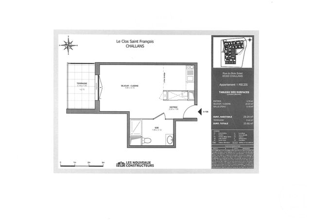 Appartement F1 à louer - 1 pièce - 29.04 m2 - CHALLANS - 85 - PAYS-DE-LOIRE - Century 21 L'Océane