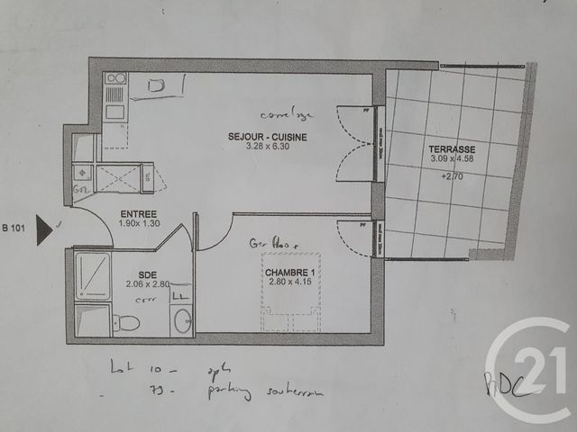 Appartement F2 à louer - 2 pièces - 40.15 m2 - CHALLANS - 85 - PAYS-DE-LOIRE - Century 21 L'Océane